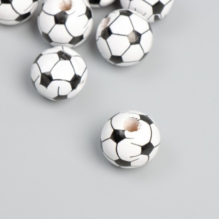 Bead wood for creativity "football" d = 1.6 cm set 10 pcs-1