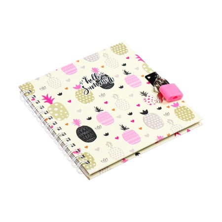 Gift notebook, 45 sheets, line, on the castle, on the crest, pineapples (13x13.5cm)-1