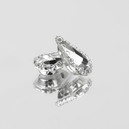 Rhound Rhinestones “drop”, in openwork frame, 8 × 13 mm, 20 pcs, white color-3