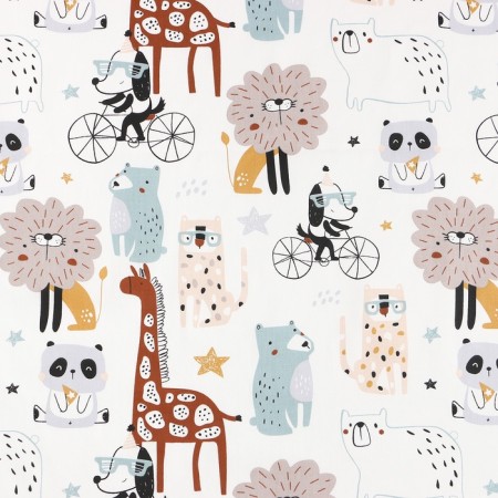 Satin fabric "Zoo", Sh.160 cm, 100% cotton, 160 g/m2-1