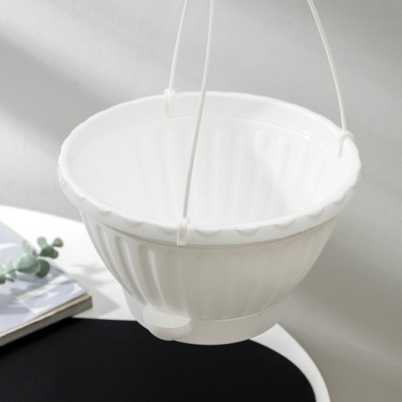 Street Kashpo with a basic watering “Mirabel”, 2.5 l, white color, suspension as a gift-3