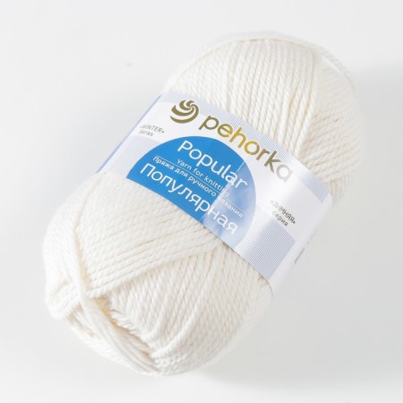 Yarn "Popular" 50 % wool, 50 % acrylic 133m/100g (01-white)-2