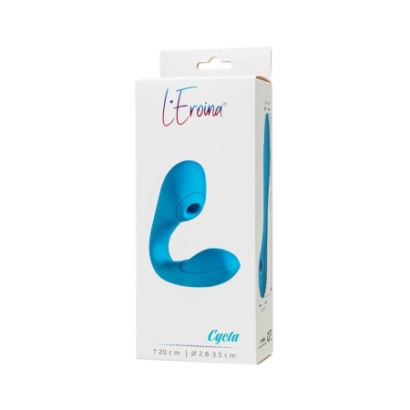 Multifunctional vibrator L’Eroina Cycla, 20 cm, silicone, blue color-12