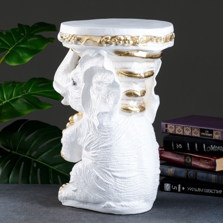 Figure - stand "Elephant sitting" white gold, 34x26x44cm-2