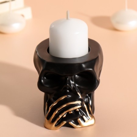 Skull "Skull Silence" 7*10cm black with golden fingers