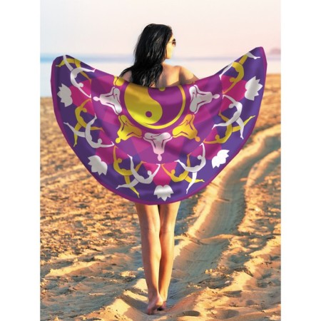 Pareo and beach rug "Yin Yang with patterns", d = 150 cm