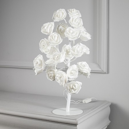 LED bush "White roses" 45 cm, 24 LED, constant glow, 220 V, glow warm white-1