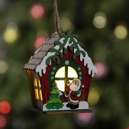 Christmas tree toy "Hut of Santa", from batteries, glow warm white