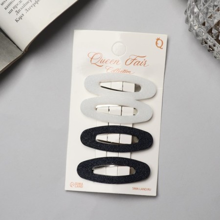 Invisibility for hair "Florence" (set 4 pcs) oval, 5 cm, black and white