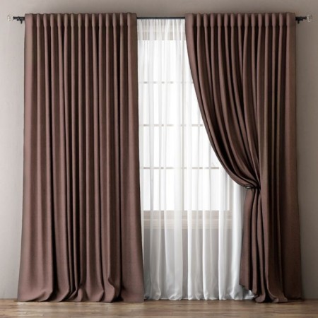 Curtains "Ommma" 240 x 270 cm - 2 pcs, tulle 500 x 270 cm, brown