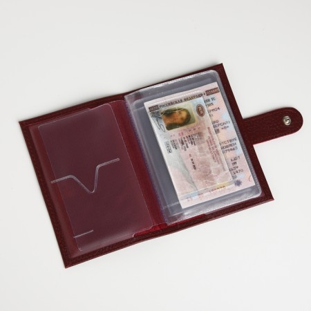 Cover for auto documents on the button, Textura, burgundy color-5