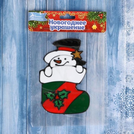 Stick for glass "Snowman in New Year's tock" 9x15 cm-2