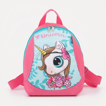 Baby backpack on a zipper, a reflective strip, pink color-4