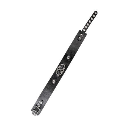Pecado BDSM chocker-sewer, with connected rings on the substrate, genuine leather, black-3