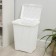 Besnaya basket with a “knitted weaving” lid, 25 l, 37 × 27.5 × 46.5 cm, white color