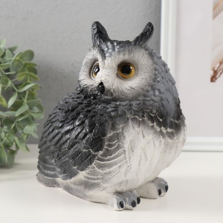 Piggy bank "owl with ears gray" height 18 cm, width 15 cm, length 16 cm-4