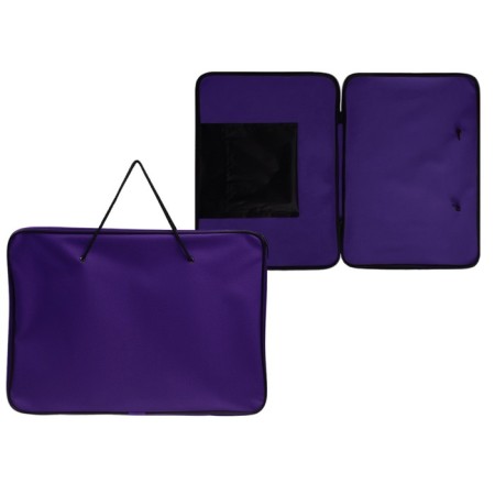 Folder for drawings and drawings A3, 470 x 340 x 20 mm with handles, textile, inner pocket "Creativity" violet