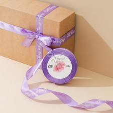 A satin ribbon, gift packaging, “from the heart”, lilac, 2 cm x 22.5 m