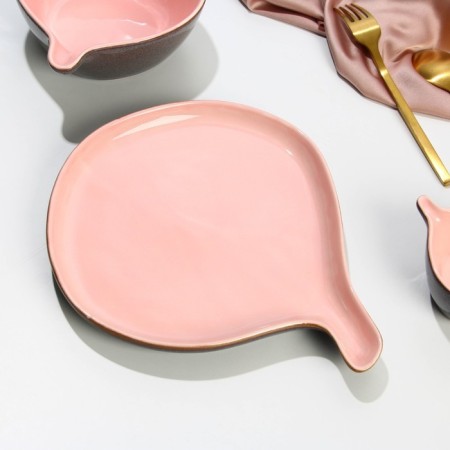 Ceramic plate "Fig", 22.5 x 26.5 cm, pink color-2