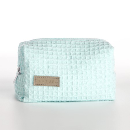 Cosmetic bag at the zipper textura, turquoise color-3