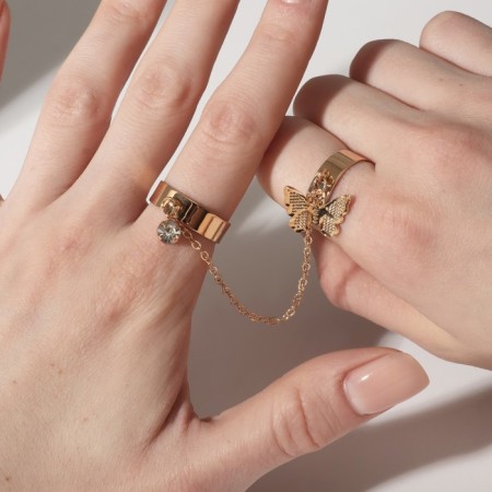 Set of rings 2 pieces "trend" is light, color of gold, dimensionless-2