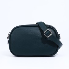 Bag Cross-Bodi on zippers, external pocket, dark green color