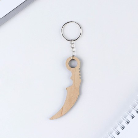 Key keychain wooden "Cerambit", red, 3 x 8 cm-3