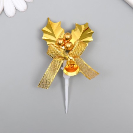 Decor for creativity "Leaves with berries and bell" gold
