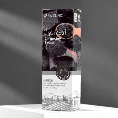 Deeply cleansing foam for narrowing pores 3W Clinic Charcoal Cleansing Foam with wood angle, 100 ml-1