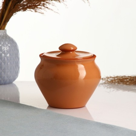 A hot pot with a "Vyatka" lid 0.6l, beige-4