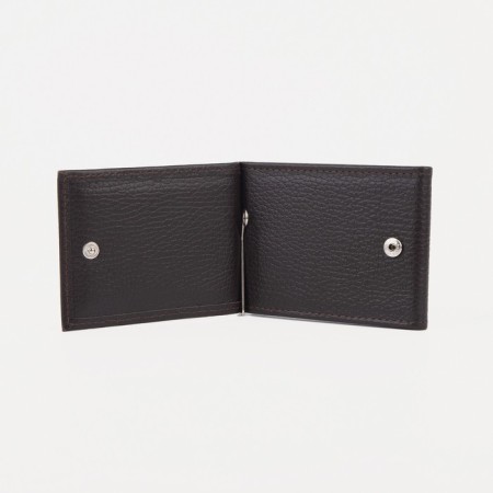 Building for bills with a metal holder, a department for cards, an outer pocket, brown color-3