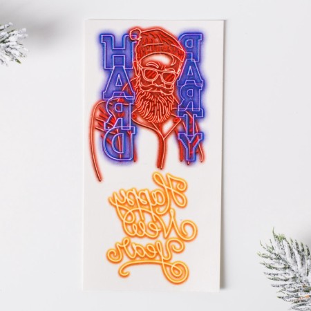 New Year, translated tattoos "Party Hard", 17 x 26 cm-4