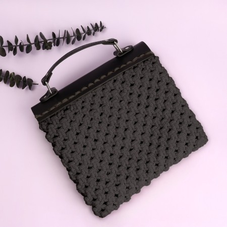 Clap for a bag, with a handle, on a magnetic button, 23 × 21 cm, black/silver color-5
