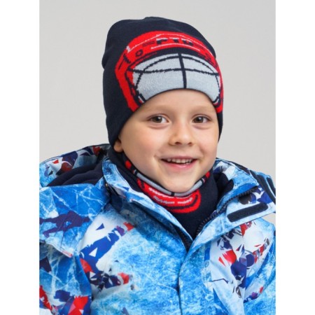 Knitted set for a boy: hat and snood, size 52