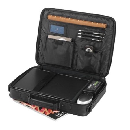 Business Bank, Lightning Department, 2 external pockets, mounting on a suitcase, black color-3