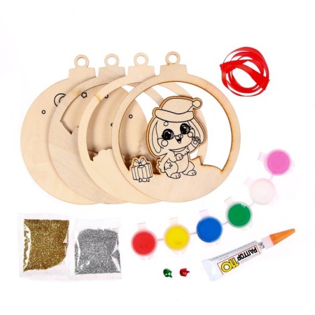 Set for creativity "Christmas tree toy made of wood. Bunny "-2