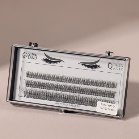 A set of overhead eyelashes "Lastochkin tail", bundles, 10, 12, 14 mm, thickness 0.07 mm, bend D, 12 D-2