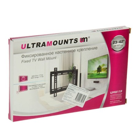 Ultramounts UM811F bracket, for TV, fixed, 17-43 ", 19.5 mm from the wall, black-4