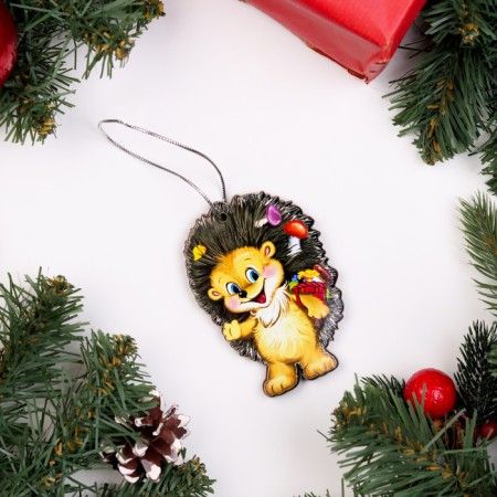 Two -sided hedgehog's Christmas tree toy, 9x6 cm-1