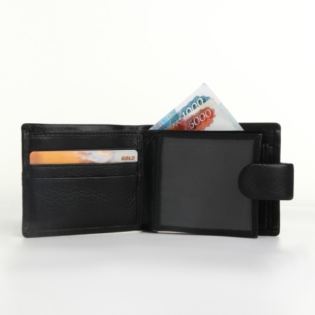 Male purse on the button, black color-4