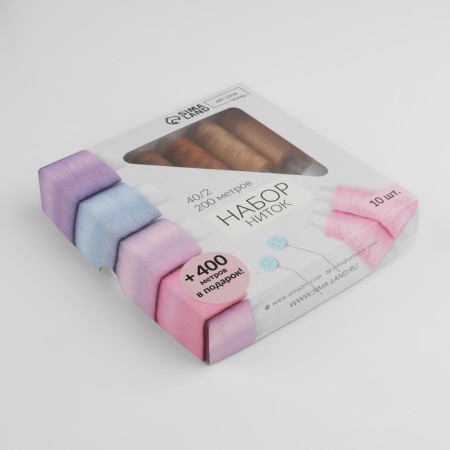 Set of thread "Pastel", 40/2, 200 m, 10 pcs, color colorful color-3