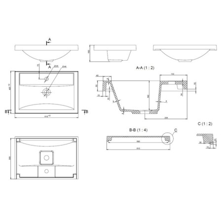 Sink uperwood Foster, furniture, 60 cm, rectangular-6