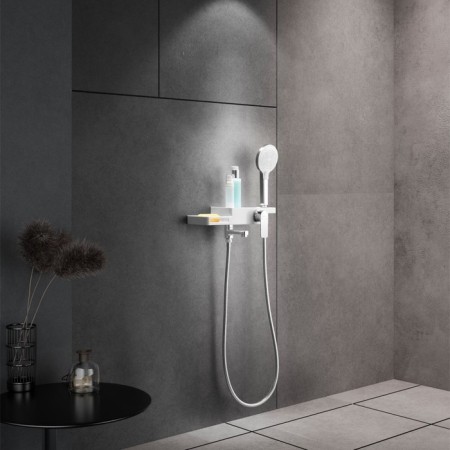 LEMARK Unibox LM6914CW bath mixer, single -leaf, pour 142 mm, watering can, white-2