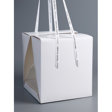 Box under the bento-port with ribbons, white, 25 x 25 x 27 cm-1