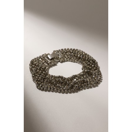 Bracelet "ice", 8 rows, white color in silver, 17 size-3