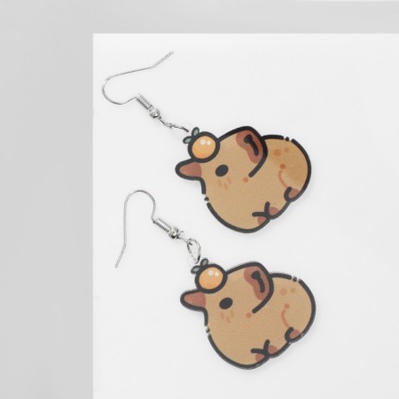 Acryl Earrings "Capybara", brown color