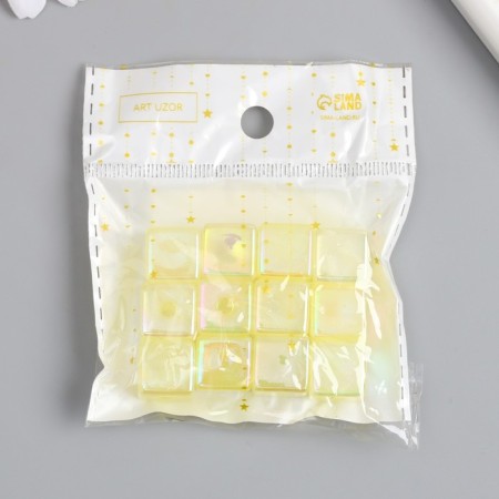Busina for creativity Plastic "Cube. Purvalum shine" yellow 1.4x1.4x1.4 cm-3