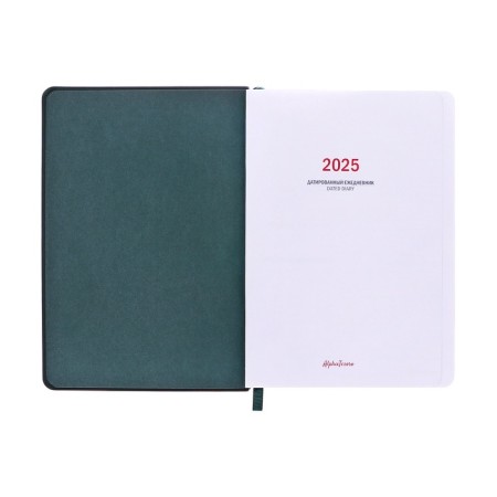 Dated diary 2025, A5, 176 sheets, Hong Kong, solid cover, pancake embossing, with liesse, block 80 g/m2, green-3