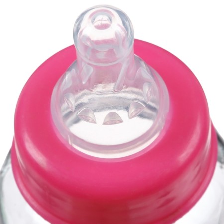 A bottle for feeding, classic throat, glass, slow flow, from 6 months, 150 ml., Mix color-17