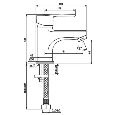Vidima sink mixer Vidimauno, cast -pour 84 mm, chrome-1